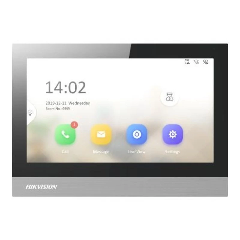 HIKVISION DS-KH8380-WTE1 IP video-kaputelefon beltéri egység; 7" LCD kijelző; 1024x600 felbontás; Wi