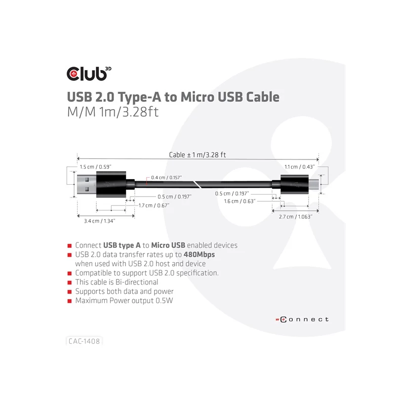 CLUB 3D CAC-1408 kábel
