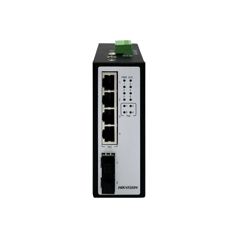 HIKVISION DS-3T2506P 4 × Gigabit PoE port, 2 × Gigabit optikai port, ipari menedzselhető