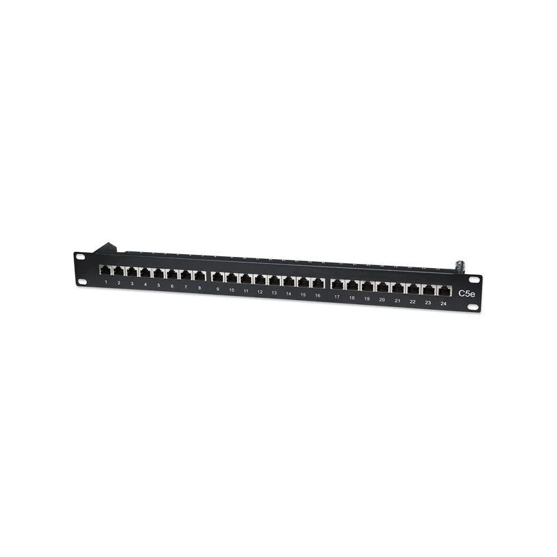 MANHATTAN 513487 Patch panel - CAT5e FTP árnyékolt patch panel, 24 portos, 1U, Fekete
