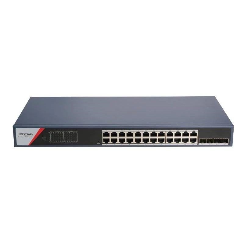 HIKVISION DS-3E1528P-SI-24P4F 28 portos Gbit PoE switch ; 24 PoE + 4 SFP uplink port; smart menedzse