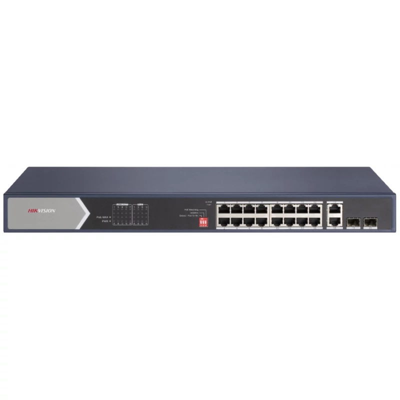 HIKVISION DS-3E0520HP-E 20 portos Gbit PoE switch ; 12 PoE+ / 4 HiPoE / 2 RJ45 + 2 SFP uplink port
