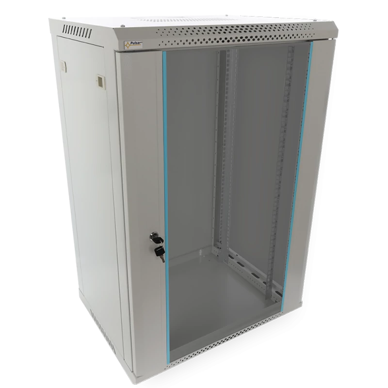 PULSAR RWA1864-G 19" 18U 600x450 fali rack szekrény; lapraszerelt; szürke; könnyített kialakítás