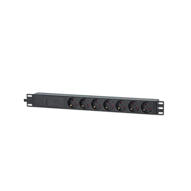 MANHATTAN 715140 elosztó - 19" Rackmount elosztó, 7 aljzat, túlfeszültség védett, 3m