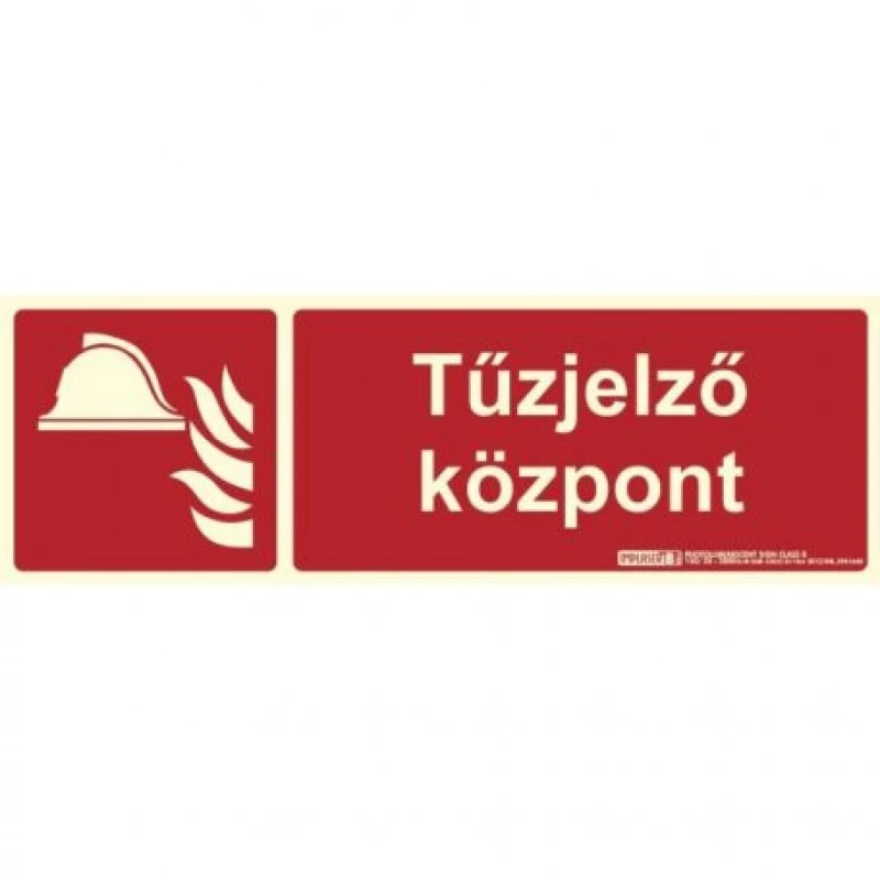 IMPLASER TUZTABLA-KOZPONT Tűzjelző központ felirat utánvilágító tábla; műanyag; tűzvédelmi jel; 30x1