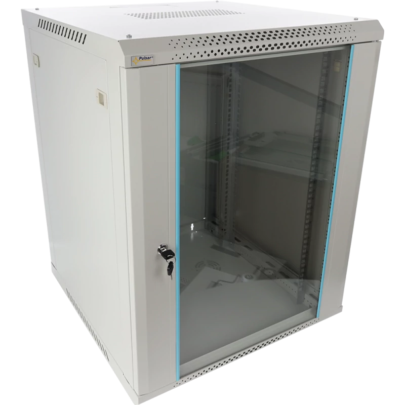 PULSAR RWA1566-G 19" 15U 600x600 fali rack szekrény; lapraszerelt; szürke; könnyített kialakítás
