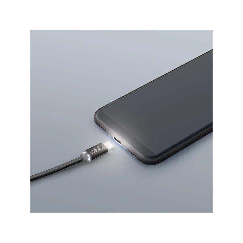 DELIGHT 55442C-BK kábel - USB Type-C töltőkábel, 1m, fekete