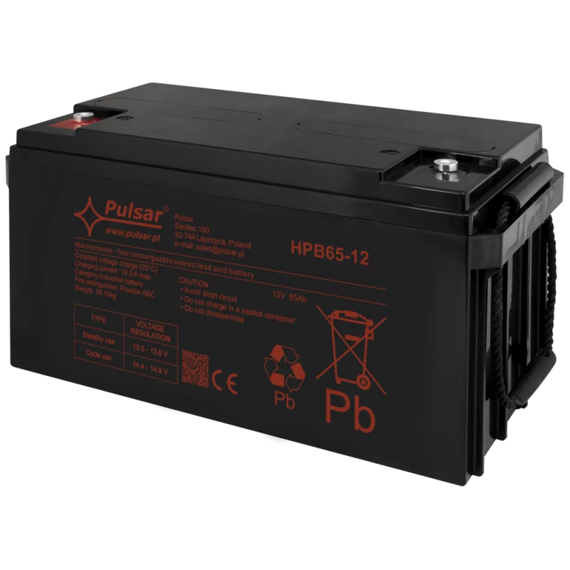 PULSAR HPB65-12 Akkumulátor 12V 65Ah; HPB széria; csatlakozó: