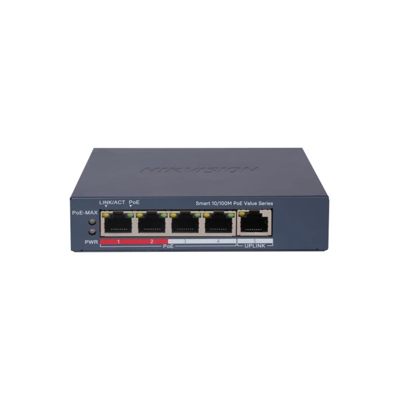 HIKVISION DS-3E1105P-EI/M(V2) 5 portos PoE switch ; 4 PoE + 1 uplink port; menedzselhető