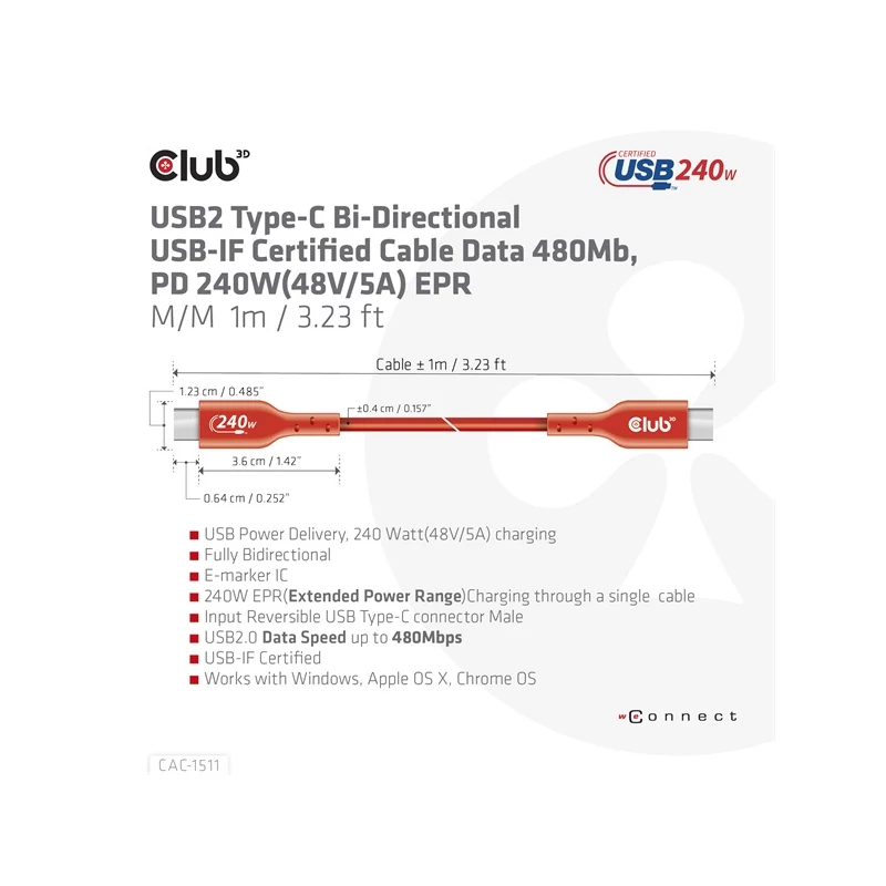 CLUB 3D CAC-1511 Kábel