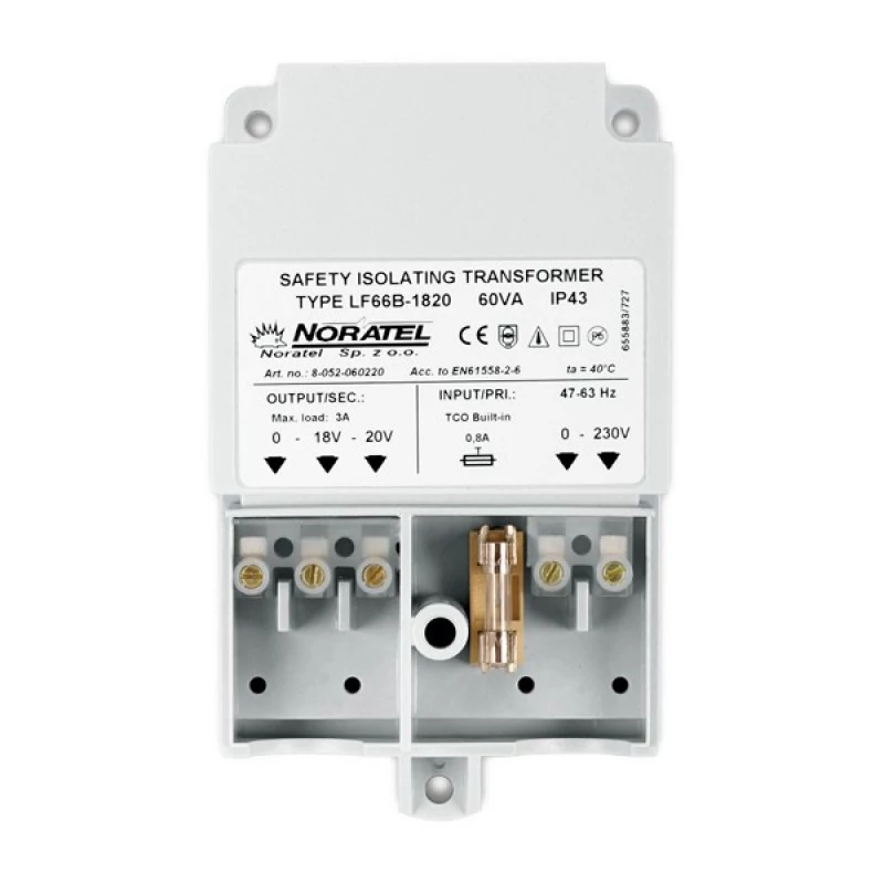 SATEL TR 60 VA Transzformátor; 230 VAC/20 VAC, 60 VA; OPU-3 P és OPU-4 P dobozhoz