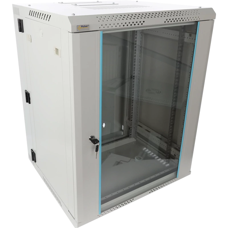 PULSAR RWDA1565-G 19" 15U 600x550 fali rack szekrény; kiforgatható; lapraszerelt; szürke; könnyített