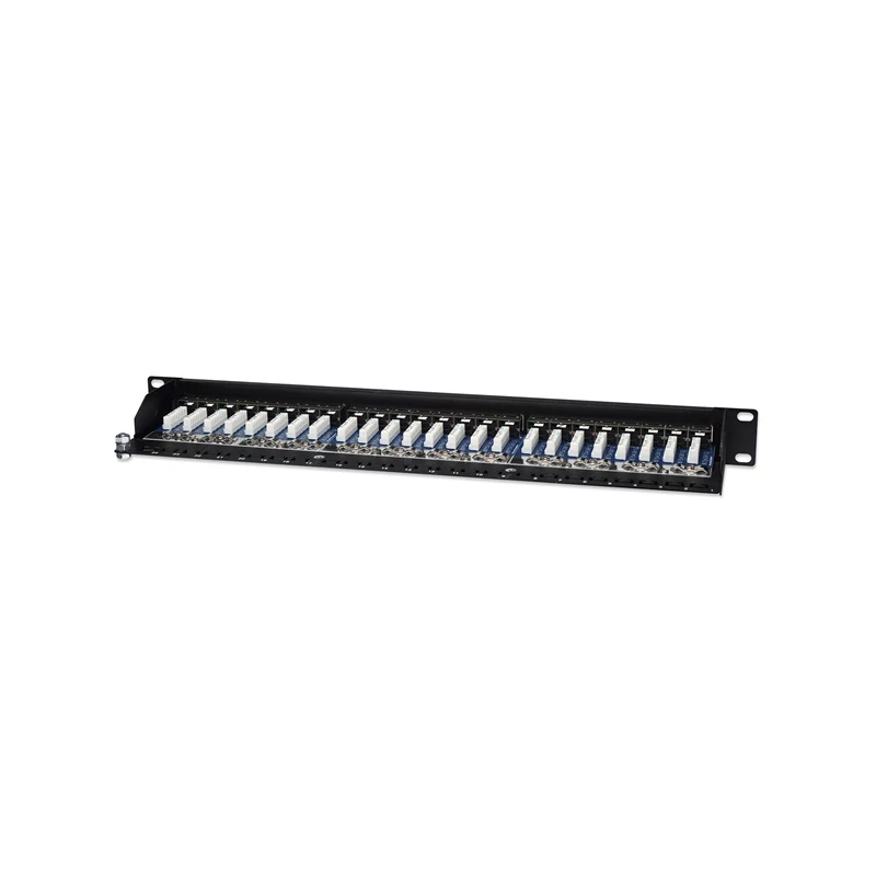 MANHATTAN 513487 Patch panel - CAT5e FTP árnyékolt patch panel, 24 portos, 1U, Fekete