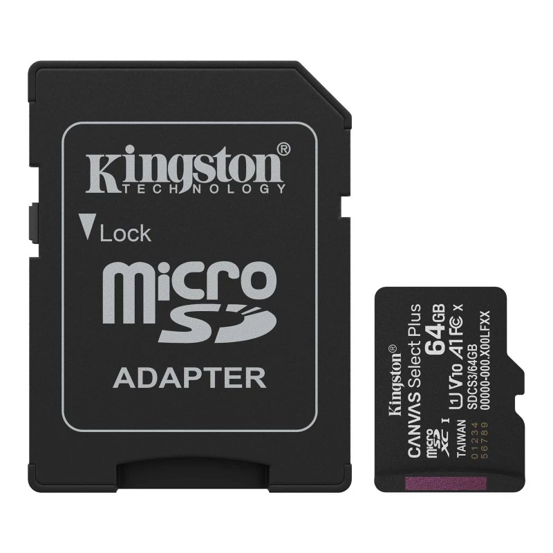 KINGSTON SDCS3/64GB 64GB microSD kártya; microSDXC; UHS-I Speed Class; U1; V10; adapterrel