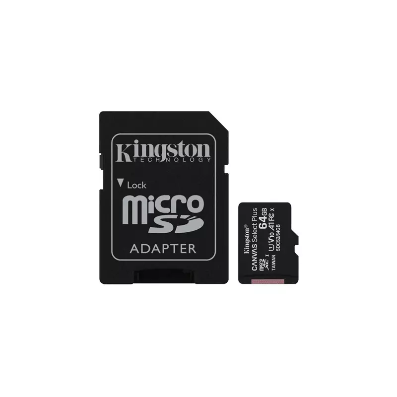 KINGSTON SDCS2/64GB MicroSD kártya - 64GB CLASS 10 Canvas Select Plus + Adapter