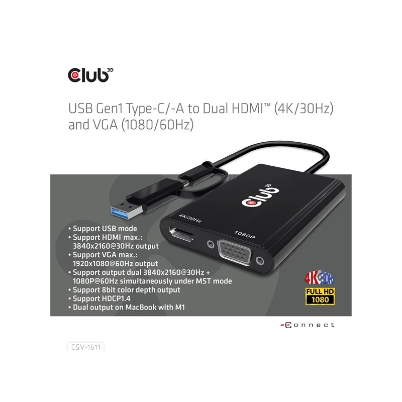 CLUB 3D CSV-1611 Átalakító