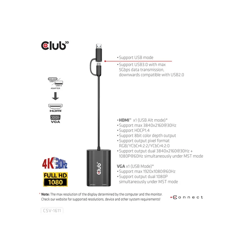 CLUB 3D CSV-1611 Átalakító