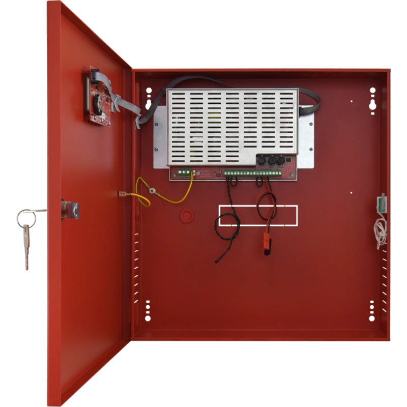 PULSAR EN54C-5A17LCD Szünetmentesíthető tápegység tűz- és füstjelző rendszerekhez; 27,6V / 5A / 2x17