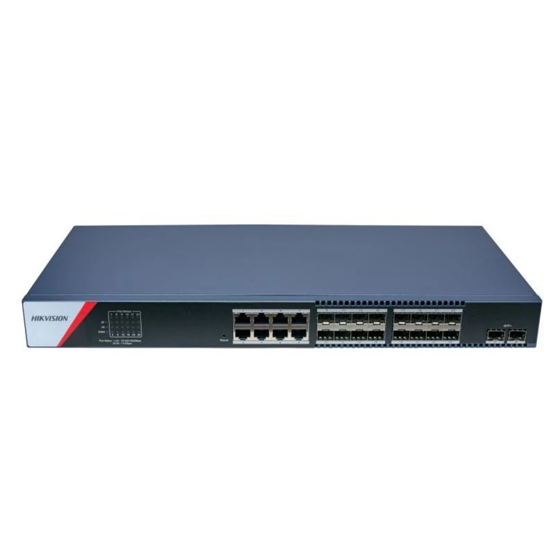 HIKVISION DS-3E1726-SI-16F8T2X 26 portos smart menedzslehető switch; 8 1000M RJ45; 16 1000M SFP; 2 1
