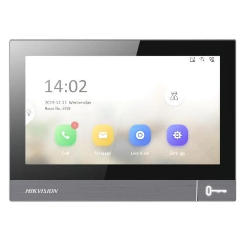 HIKVISION DS-KH8381-TE1 IP video-kaputelefon beltéri egység; 7" IPS kijelző; 1024x600 felbontás; PoE