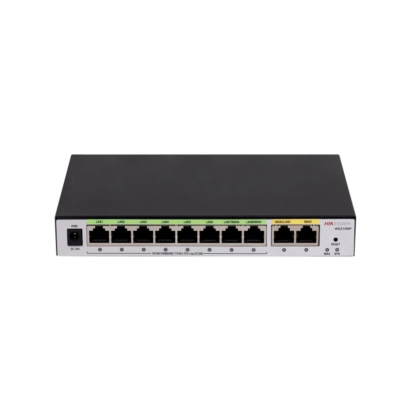 HIKVISION DS-3WG210GP-SI Vezetékes router All in One; 2 Gigabit WAN ports; 1 WAN/LAN; 8 Gigabit PoE