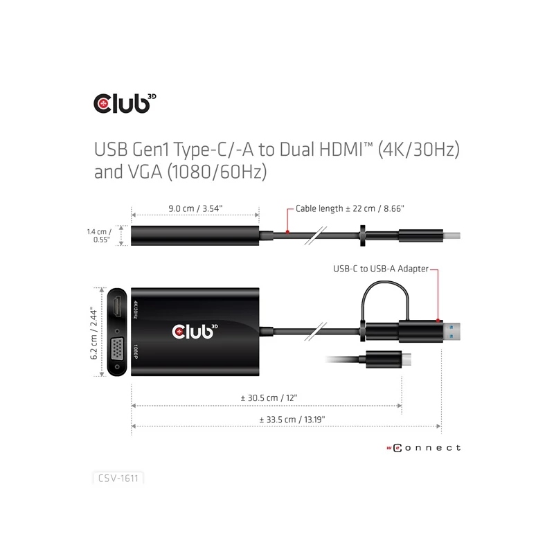 CLUB 3D CSV-1611 Átalakító