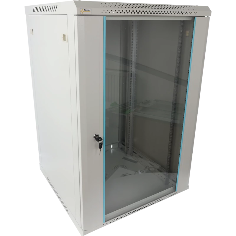 PULSAR RWA1866-G 19" 18U 600x600 fali rack szekrény; lapraszerelt; szürke; könnyített kialakítás