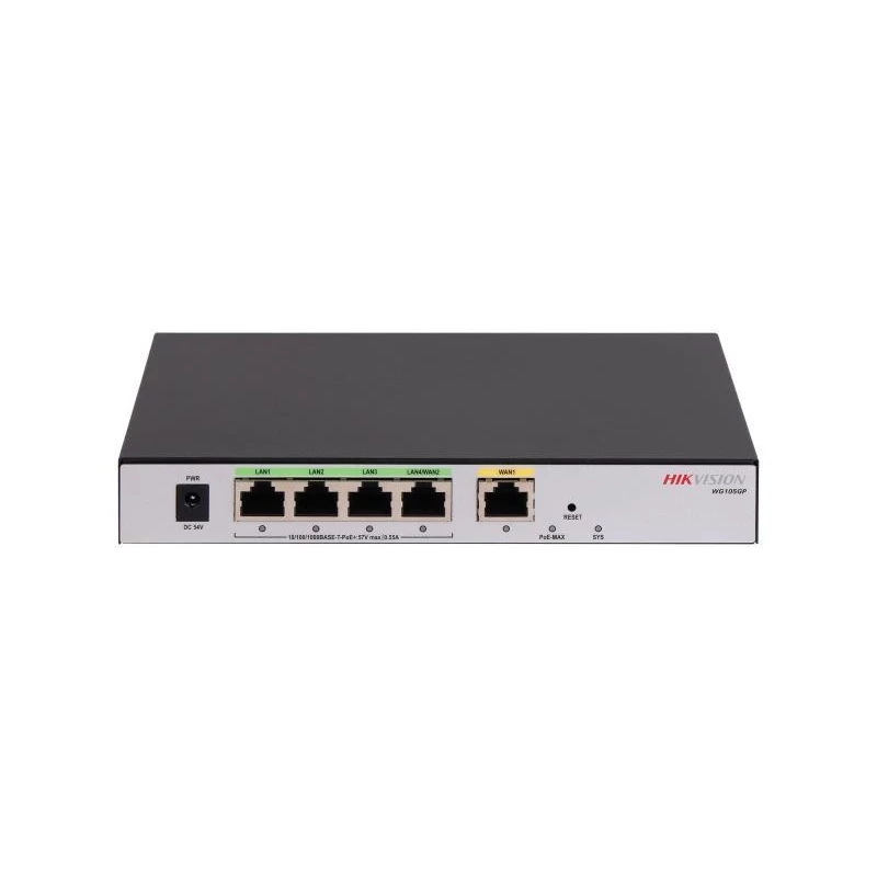 HIKVISION DS-3WG105GP-SI All in One PoE Router; 1 Gigabit WAN ports; 4 Gigabit PoE LAN ports 1 LAN/W