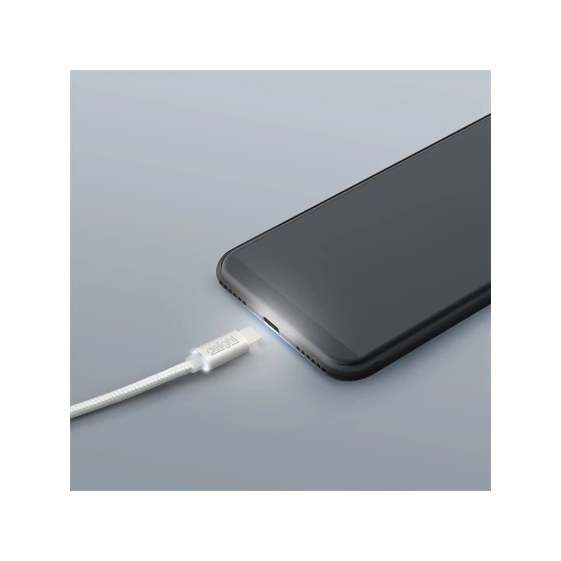 DELIGHT 55442C-WH kábel - USB Type-C töltőkábel, 1m, fehér