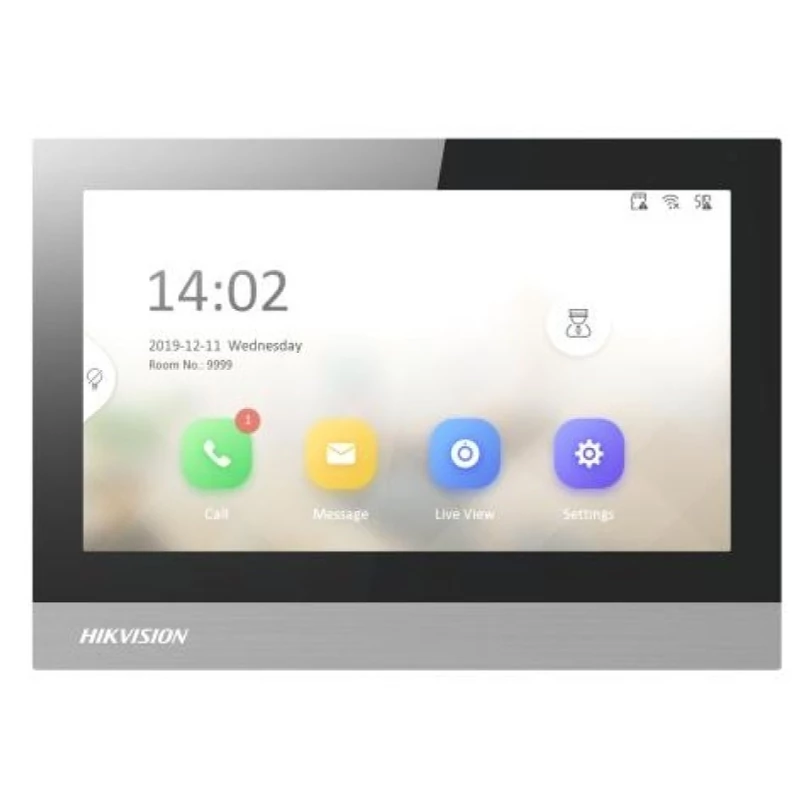 HIKVISION DS-KH8380-TE1 IP video-kaputelefon beltéri egység; 7" LCD kijelző; 1024x600 felbontás; PoE