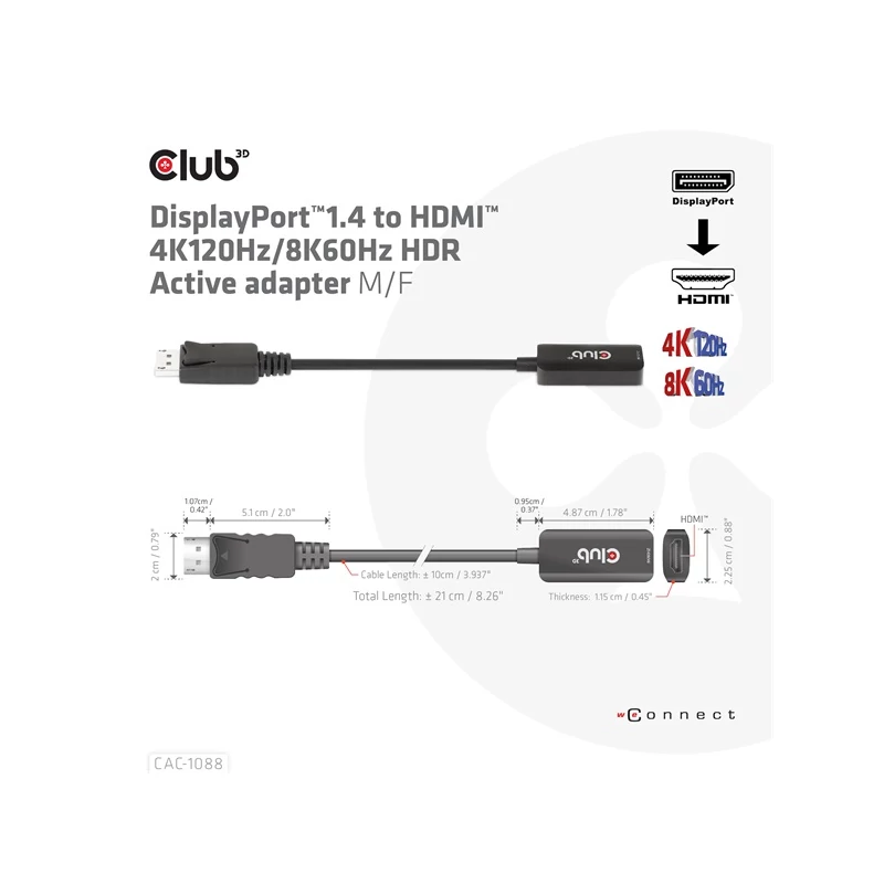 CLUB 3D CAC-1088 Átalakító
