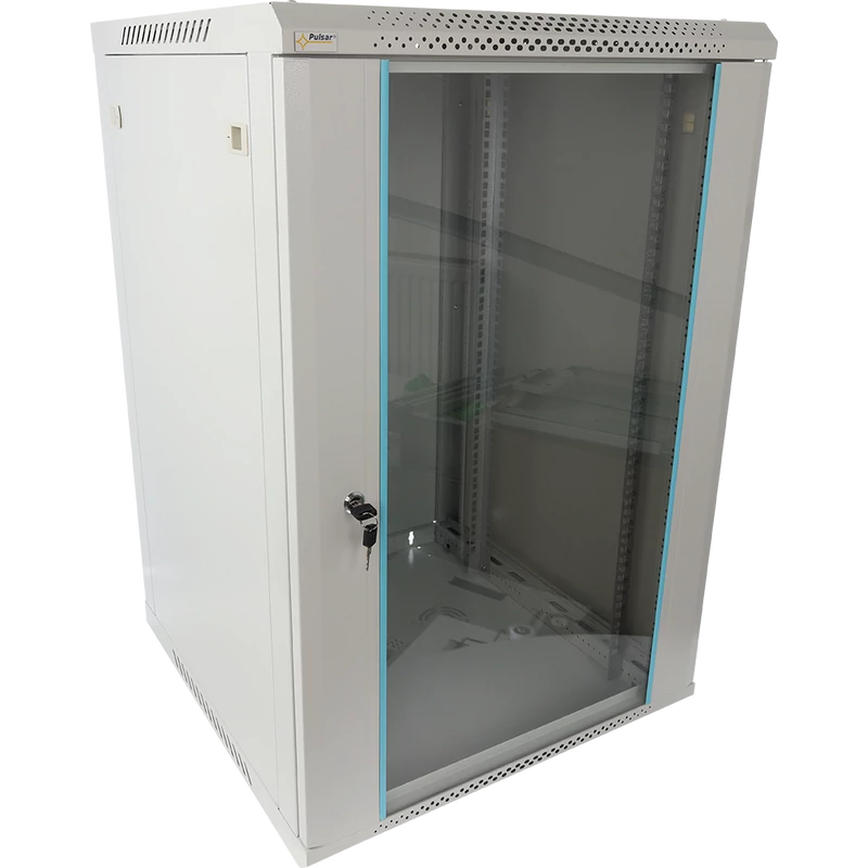 PULSAR RWA1866-G 19" 18U 600x600 fali rack szekrény; lapraszerelt; szürke; könnyített kialakítás