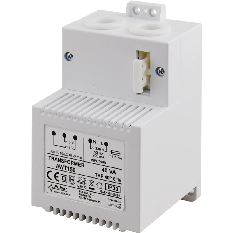 PULSAR AWT150 Transzformátor; 230 VAC / 16/18 VAC, 40 VA; IP30