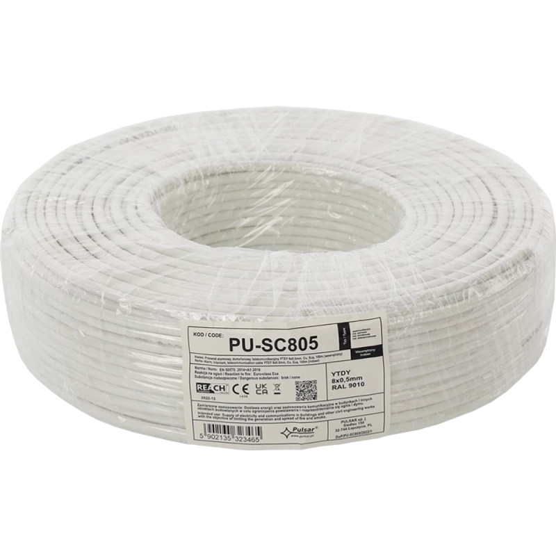 PULSAR PU-SC805 Riasztó kábel; 8 db ér 0,2 mm2 keresztmetszettel; réz; Eca ; 100 fm