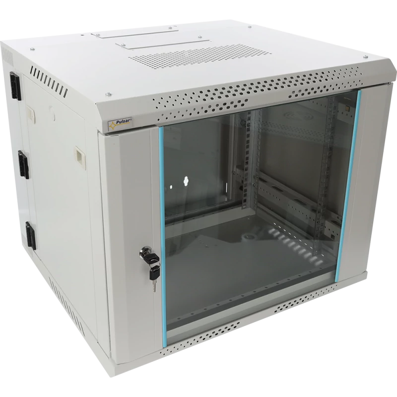 PULSAR RWDA965-G 19" 9U 600x550 fali rack szekrény; kiforgatható; lapraszerelt; szürke; könnyített k