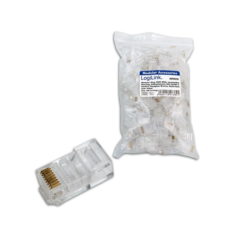 VEZ MP0020 RJ45 Cat5 csatlakozó UTP patch kábelre, 100db/csomag