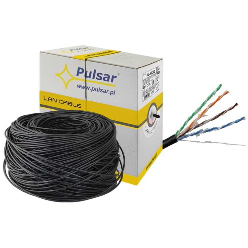 PULSAR PU-NC302 UTP kültéri kábel; Cat5e; 24AWG réz mag; PE köpeny / gél kitöltés; Fca; 305 m/doboz
