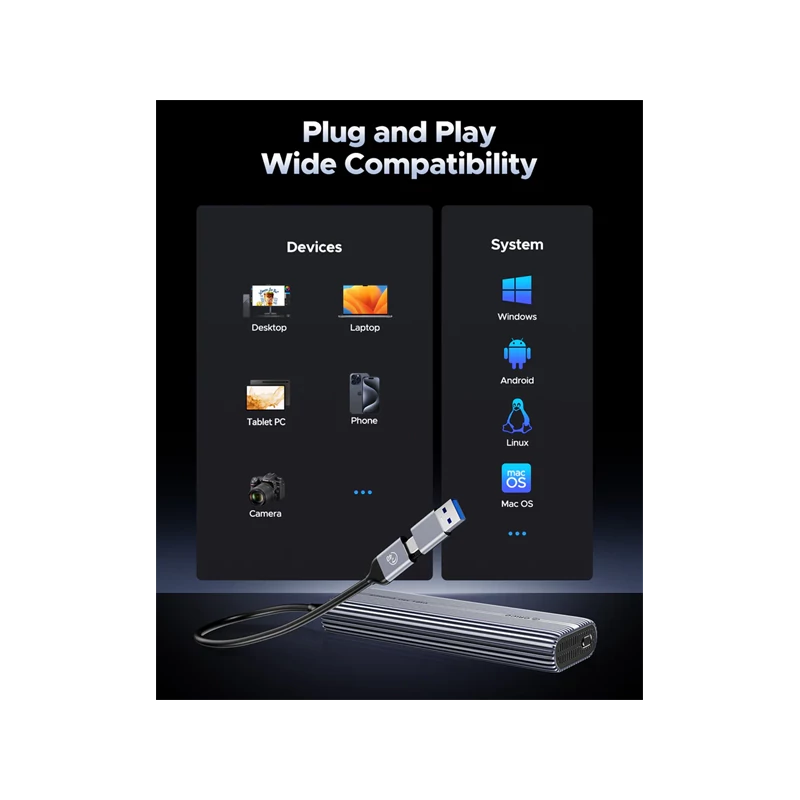 ORICO ORICO-ACOM2-U4-GY-BP Külső M.2 ház - ACOM2-U4-GY