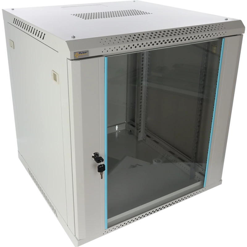 PULSAR RWA1266-G 19" 12U 600x600 fali rack szekrény; lapraszerelt; szürke; könnyített kialakítás