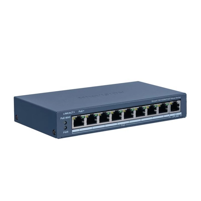 HIKVISION DS-3E1309P-EI/M 9 portos PoE switch ; 8 PoE + 1 uplink port; menedzselhető