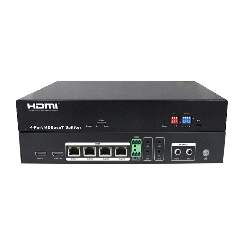  VAEXHDMID4-100T 1/4 HDBaseT osztó extender, 1080P 100m-ig, 4k 60Hz YUV 4: 4: 4 70m-ig, 18Gbps, HDR10, 3D, HDMI loop Input, RS-232, Infra jel továbbítás